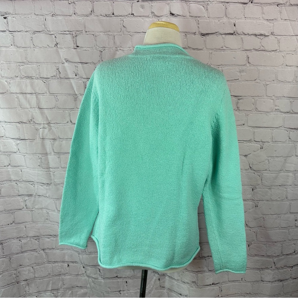 Talbots Mint V-Neck Sweater Womens L layering beach coastal business casual - Picture 3 of 7